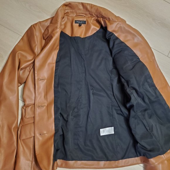 Brown Faux Leather Jacket - Picture 7 of 8